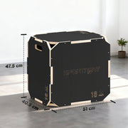 Wooden Plyo Jump Box with Non Slip Surface for Safe Home Workouts 40.5 x 51 x 47.5 cm Natural AOSOM