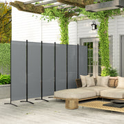 6 Panel Folding Garden Privacy Screen Freestanding Room Divider for Outdoor Use Dark Grey AOSOM