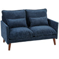 2 Seater Compact Sofa for Small Spaces with Supportive Cushions and Velvet Feel Blue