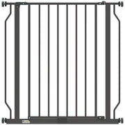 Extra Wide Dog Gate with Walk Through Door for Stairs Hallways and Doorways Black AOSOM