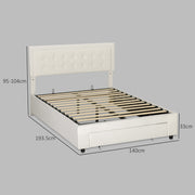 Double Ottoman Bed Frame with Storage Drawer Ideal for Bedrooms and Guest Rooms Cream