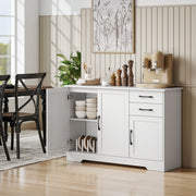 Sideboard with Drawers and Cabinets for Organised Dining or Living Room Storage White AOSOM