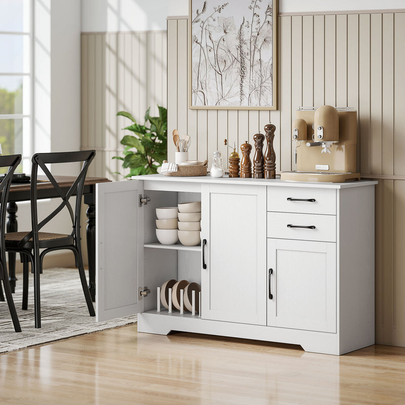 Sideboard with Drawers and Cabinets for Organised Dining or Living Room Storage White AOSOM