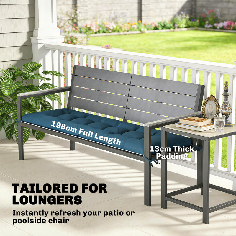 Sun Lounger Cushion for Outdoor Comfort with Water-Repellent UV Protection Blue Outsunny