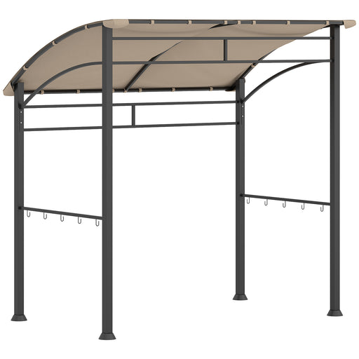 Khaki BBQ Grill Gazebo Tent 2.2 x 1.5 m with Metal Frame and Hooks for Outdoor Shade by Outsunny