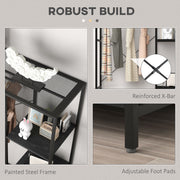 Freestanding Clothes Storage Rack With Shelves For Bedroom Or Hallway Black
