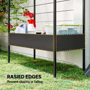 Two Tier House Shaped Plant Stand for Indoor or Outdoor Display with Adjustable Feet Black Outsunny