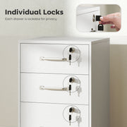 White 3 Drawer Office Filing Cabinet With Wood Effect Finish For Home Organisation