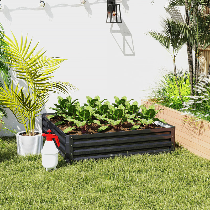 432L Raised Garden Bed Box with Steel Frame for Growing Vegetables and Herbs, Grey