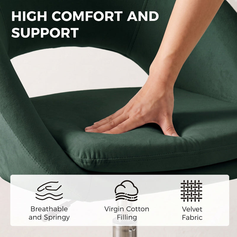 Close-up of a hand pressing the double-layer cushion showing the breathable velvet fabric