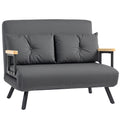 Homcom dark grey velvet 4-in-1 sofa bed in loveseat mode, studio shot