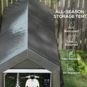 Close-up of the ridge and PE cover with waterproof, dustproof, tear-resistant and UV-resistant icons