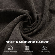 Close-up of the soft raindrop velvet fabric texture in dark grey