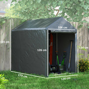 Dimension diagram showing 179cm depth, 120cm width, 165cm ridge height, 134cm eaves and a 106 x 126cm door opening