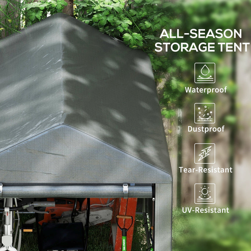 Close-up of the tent roof with waterproof, dustproof, tear-resistant and UV-resistant icons