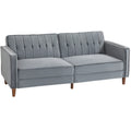 Homcom dark grey velvet three seater sofa bed, side profile studio shot