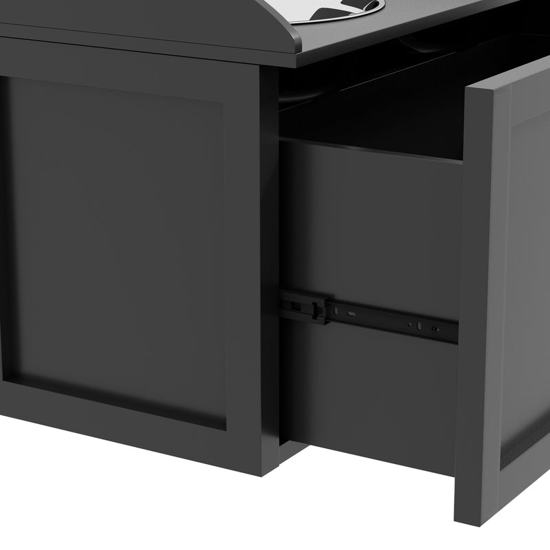 Stainless Steel Raised Dog Bowls with Built In Storage Drawer for Large Pets, Black