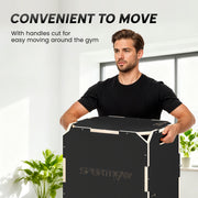 Wooden Plyo Jump Box with Non Slip Surface for Safe Home Workouts 40.5 x 51 x 47.5 cm Natural AOSOM