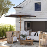 Dark Grey 3m Wooden Garden Parasol Adjustable Sun Shade for Patio or Decking by Outsunny