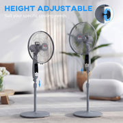 Pedestal Fan with Remote Control and Adjustable Height for Home or Office Grey AOSOM