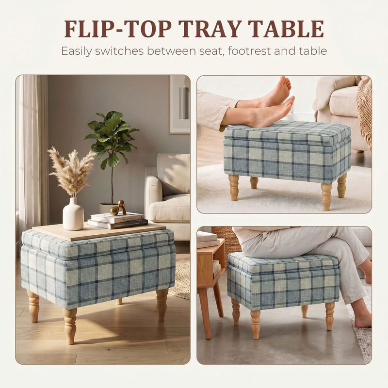 Storage Ottoman with Flip-Top Tray and Hidden Lounge Storage