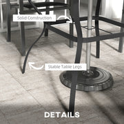 Brown 4 Seater Steel Square Garden Table With Parasol Hole Ideal For Outdoor Dining