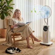 Standing Fan With Misting System and Remote Control for Cool Bug-Free Home White AOSOM