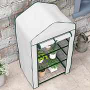 White Three Tier Compact Mini Greenhouse for Plants and Seedlings by Outsunny