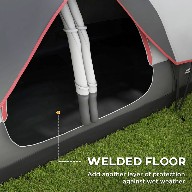 Family Camping Tent with Two Bedrooms and Waterproof Shelter for 6 People Grey