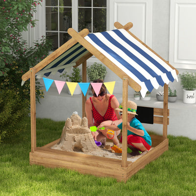 Wooden Garden Sandbox With Sink Blackboard Toys And Seats For Children Aged 3 To 7