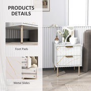 White Elegant 2 Drawer Bedside Table for Bedroom Storage by HOMCOM
