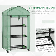3 Tier Compact Garden Greenhouse for Plants and Seedlings in Green by Outsunny