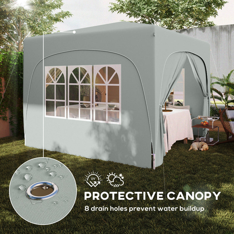 Light Grey 3 x 3m Pop Up Gazebo Shelter with Sides UPF50+ by Outsunny