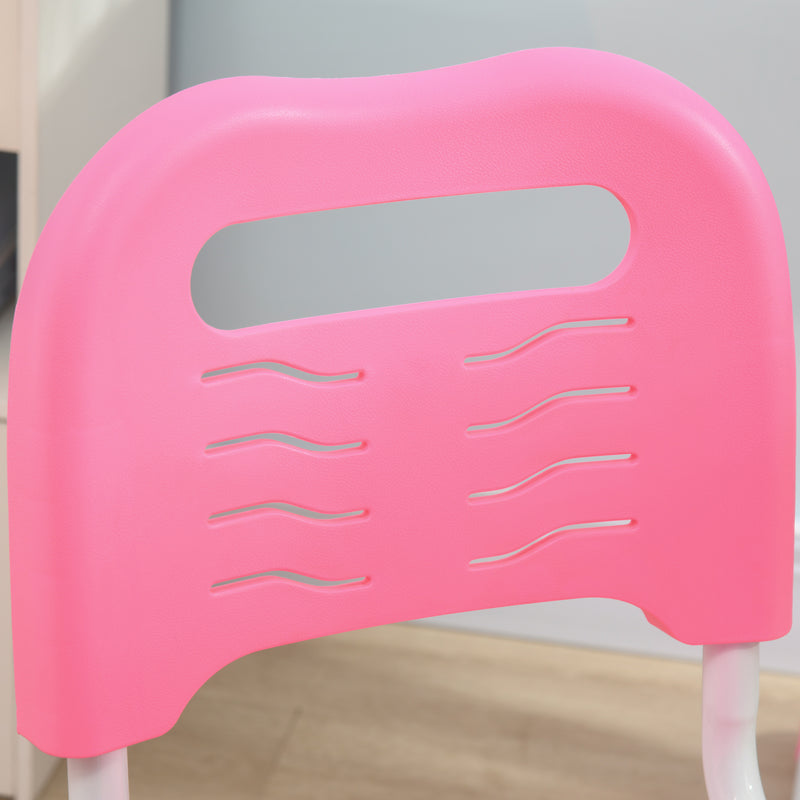 Adjustable Kids Desk and Chair Set with Storage Drawer and Hook for Study Time, Pink