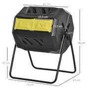 160L Dual Chamber Rotating Compost Bin Yellow Garden Waste Tumbler by Outsunny