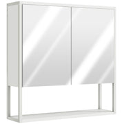 Wall Mounted Bathroom Mirror Cabinet With Soft Close Doors And Adjustable Shelf, White