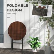 Round Foldable Rattan Garden Coffee Table with Metal Frame for Lawn or Patio Mixed Brown