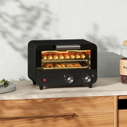 12L Mini Toaster Oven With Timer And Adjustable Heat Ideal For Small Kitchens Black AOSOM