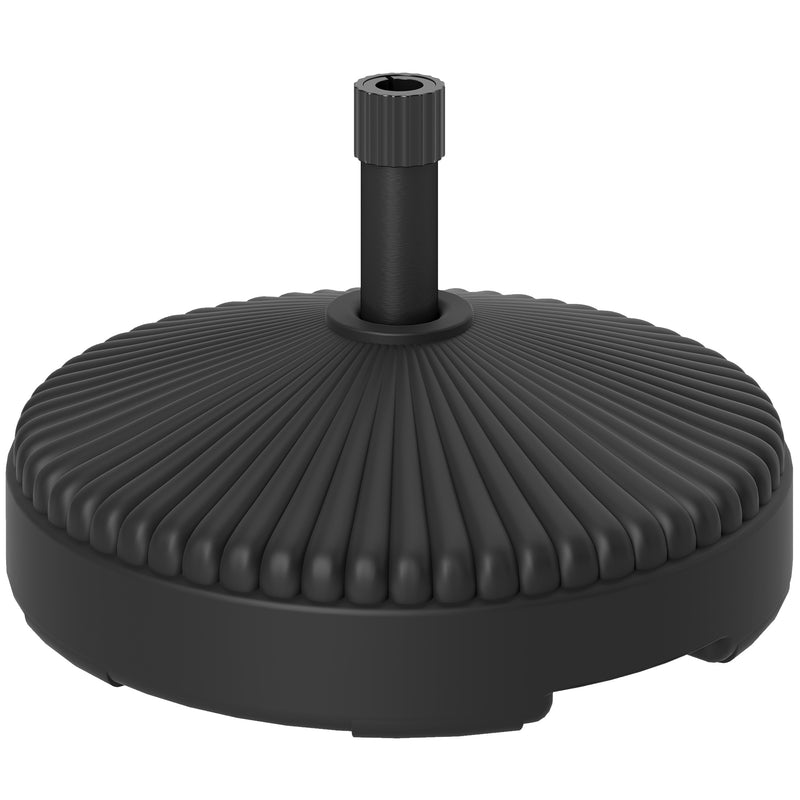 Fillable Parasol Base for Stable Outdoor Shade, Fit 32-38mm Poles, Fill With Water or Sand, Black Outsunny