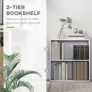 2 Tier Small White Bookcase With Adjustable Shelf For Home Office Or Study Storage