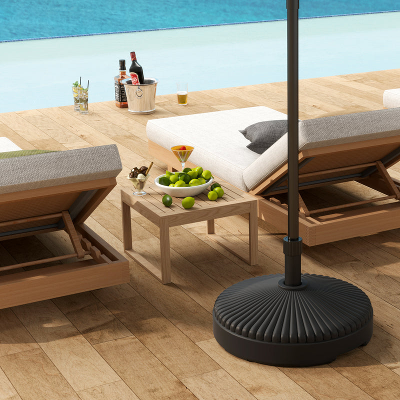 Fillable Parasol Base for Stable Outdoor Shade, Fit 32-38mm Poles, Fill With Water or Sand, Black Outsunny