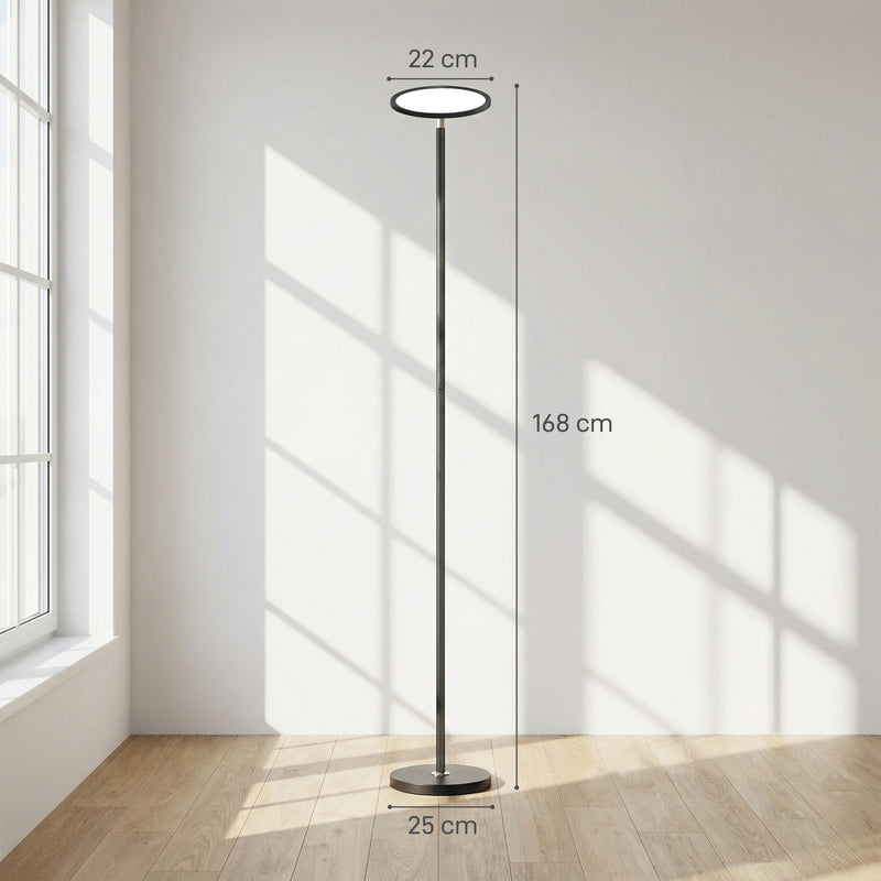 Smart Floor Lamp with Customisable Colour and Adjustable Head for Living Room Lighting Black Homcom