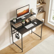 Computer Desk with Shelves and Cup Holder for Small Spaces Black AOSOM