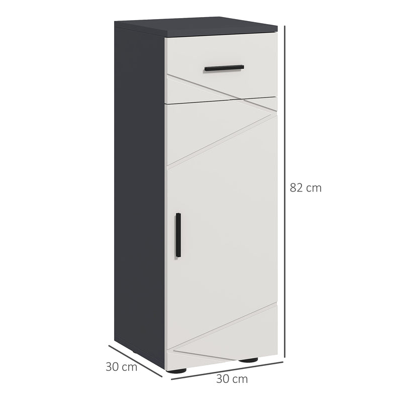 Slim Bathroom Storage Cabinet with Drawer and Adjustable Shelf for Small Spaces Grey AOSOM