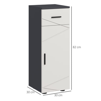 Slim Bathroom Storage Cabinet with Drawer and Adjustable Shelf for Small Spaces Grey AOSOM