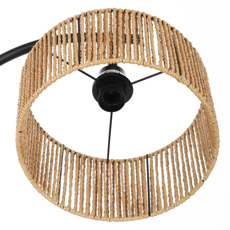 Inside of the woven paper rope shade showing the bulb socket