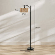 Dimensions diagram showing 160 cm height, 50 cm base and 27 by 14 cm shade