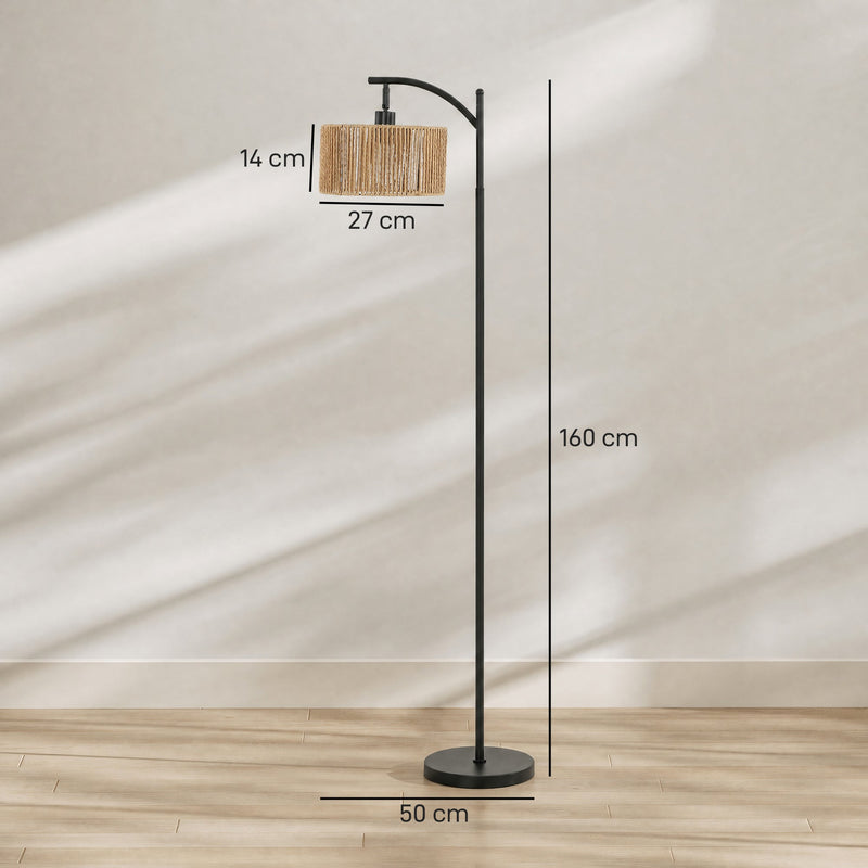 Dimensions diagram showing 160 cm height, 50 cm base and 27 by 14 cm shade