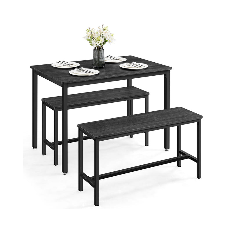 Vasagle dining table with 2 benches shown on a plain background