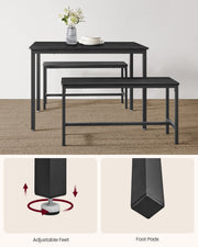 Dining set shown fully assembled with dinnerware for a family meal
